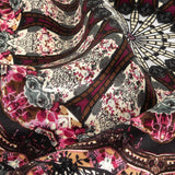 Magenta, High Rise and Cream Floral Medallions SIlk Charmeuse