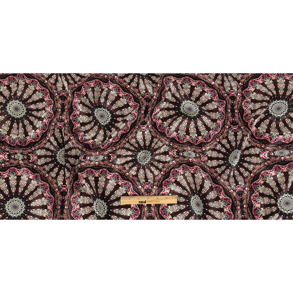 Magenta, High Rise and Cream Floral Medallions SIlk Charmeuse