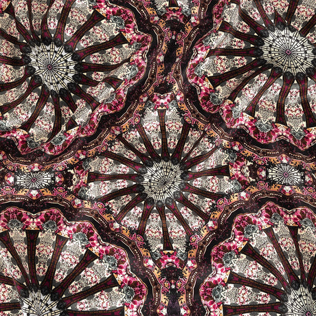 Magenta, High Rise and Cream Floral Medallions SIlk Charmeuse