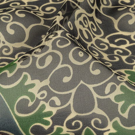 Blue, Green and Brown Classical Abstractions Silk Chiffon