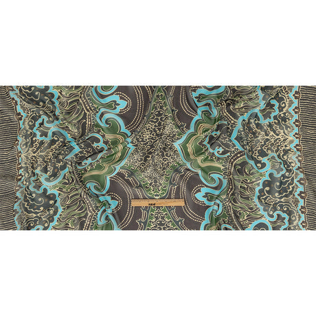 Blue, Green and Brown Classical Abstractions Silk Chiffon