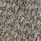 Blue, Peach and Beige Lady in Hat Silk Chiffon