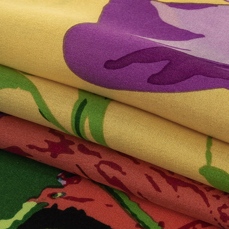 Purple, Red and Yellow Floral Silk Charmeuse