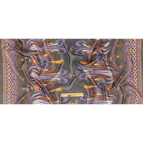 Red, Mustard and Daybreak Festive Flowers Silk Chiffon