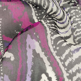 Purple, Pink and Black Abstract Silk Chiffon