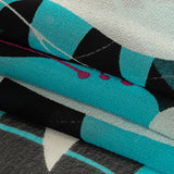Turquoise, Black and Pink Tulips Silk Chiffon