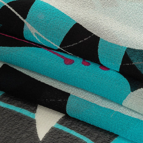 Turquoise, Black and Pink Tulips Silk Chiffon