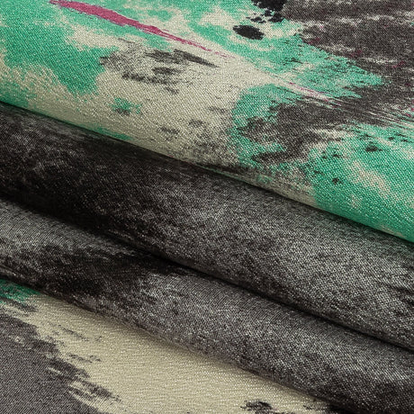 Pink, Electric Green and Flannel Gray Painterly Roses Silk Crepe de Chine