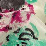 Pink, Electric Green and Flannel Gray Painterly Roses Silk Crepe de Chine