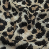 White, Tan and Forged Iron Cheetah Print Stretch Polyester Sweater Knit