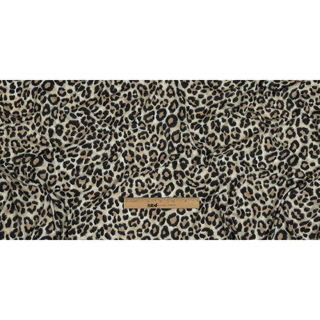 White, Tan and Forged Iron Cheetah Print Stretch Polyester Sweater Knit