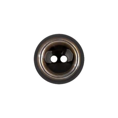 Italian Deep Gray with Translucent Silver-tinted Rim 2-Hole Inkwell Button - 28L/18mm
