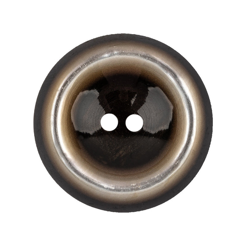 Italian Deep Gray with Translucent Silver-tinted Rim 2-Hole Inkwell Button - 44L/28mm