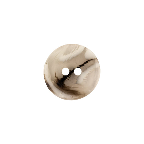 Italian Transparent, Black and Lily White Abstract Swirls Narrow Rimmed Plastic Button - 24L/15mm
