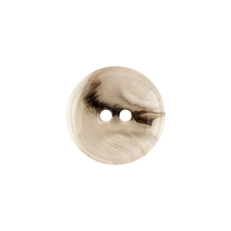 Italian Transparent, Black and Lily White Abstract Swirls Narrow Rimmed Plastic Button - 28L/18mm