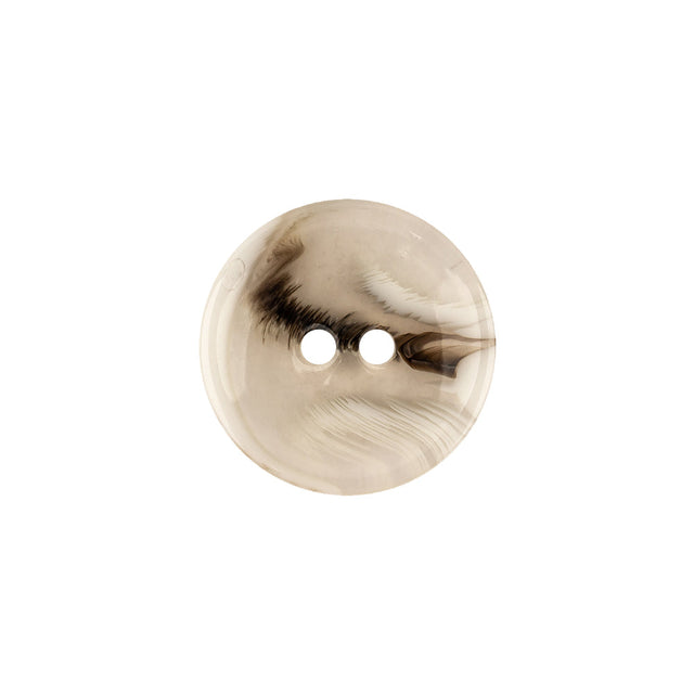 Italian Transparent, Black and Lily White Abstract Swirls Narrow Rimmed Plastic Button - 28L/18mm