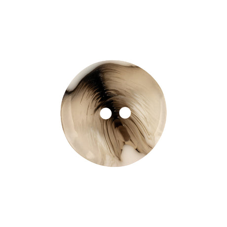Italian Transparent, Black and Lily White Abstract Swirls Narrow Rimmed Plastic Button - 32L/20mm