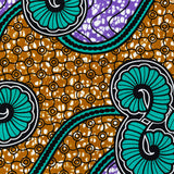 Teal, Gold and Purple Spirals and Abstract Cotton Supreme Super Wax African Print