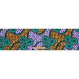 Teal, Gold and Purple Spirals and Abstract Cotton Supreme Super Wax African Print