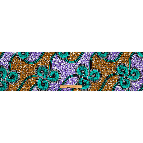 Teal, Gold and Purple Spirals and Abstract Cotton Supreme Super Wax African Print