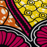 Pink, Lemon and Orange Spirals and Abstract Cotton Supreme Super Wax African Print