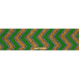 Green, Estate Blue and Tan Wavy Zig Zags Cotton Supreme Wax African Print