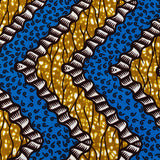 Blue, Dark Yellow and Brown Wavy Zig Zags Cotton Supreme Wax African Print
