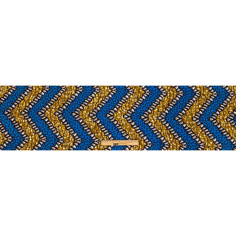 Blue, Dark Yellow and Brown Wavy Zig Zags Cotton Supreme Wax African Print