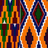 Bright Colors Diamond Blocks Cotton Kente Cloth African Print