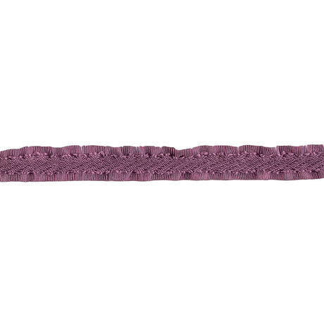 Purple Twill Ribbon with Ruffled Grosgrain Borders - 0.375"