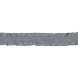 Gray Twill Ribbon with Ruffled Grosgrain Borders - 0.625"