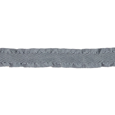 Gray Twill Ribbon with Ruffled Grosgrain Borders - 0.625"