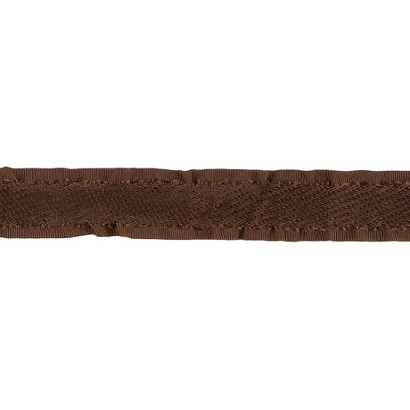Brown Twill Ribbon with Ruffled Grosgrain Borders - 0.625"