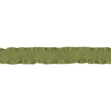 Olive Twill Ribbon with Ruffled Grosgrain Borders - 0.625"