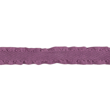 Purple Twill Ribbon with Ruffled Grosgrain Borders - 0.625"