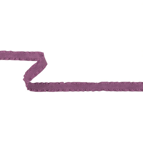 Purple Twill Ribbon with Ruffled Grosgrain Borders - 0.625"