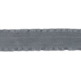 Gray Twill Ribbon with Ruffled Grosgrain Borders - 1"