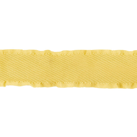 Lemon Twill Ribbon with Ruffled Grosgrain Borders - 1"