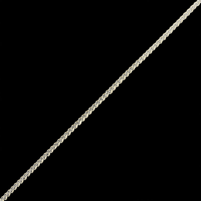 Metallic Silver and White Braided Trim - 0.1875"