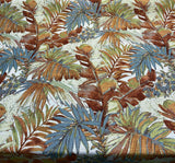 Shade Valley Jacquard Polyester Fabric - Rust, Blue, Green Floral Leaves, 56" Width, 28" Horizontal Repeat (1 Yard)