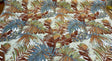 Shade Valley Jacquard Polyester Fabric - Rust, Blue, Green Floral Leaves, 56" Width, 28" Horizontal Repeat (1 Yard)