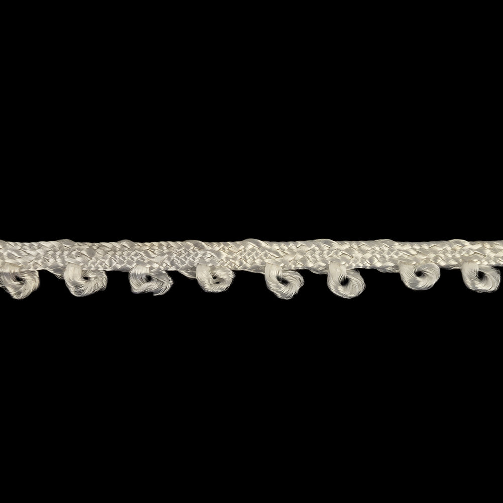 Optical White Picot Edged Cotton Blend Braided Trim - 0.1875"