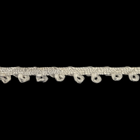 Optical White Picot Edged Cotton Blend Braided Trim - 0.1875"