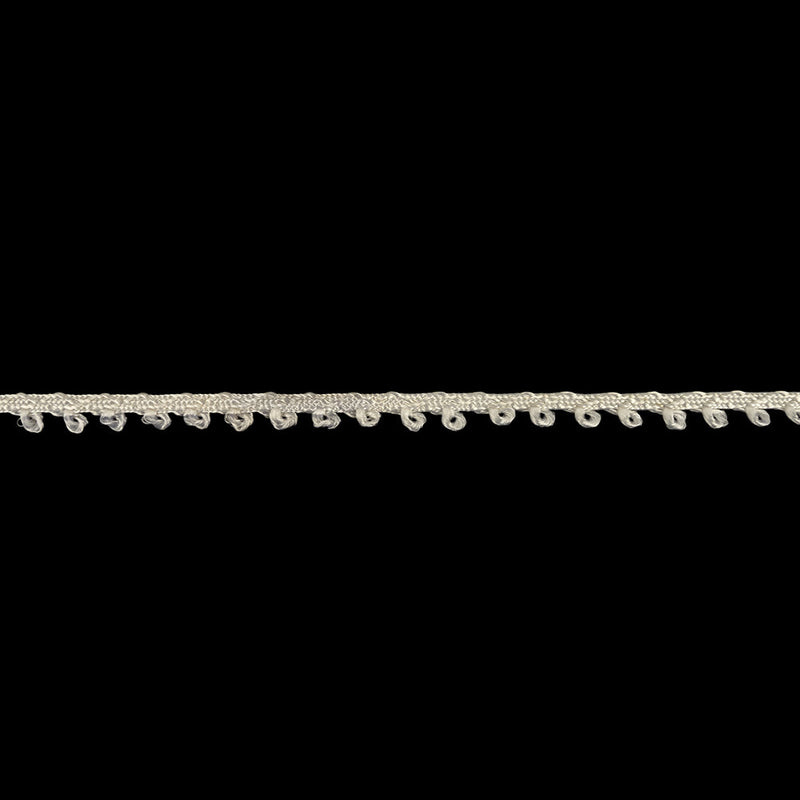 Optical White Picot Edged Cotton Blend Braided Trim - 0.1875"