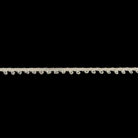 Optical White Picot Edged Cotton Blend Braided Trim - 0.1875"