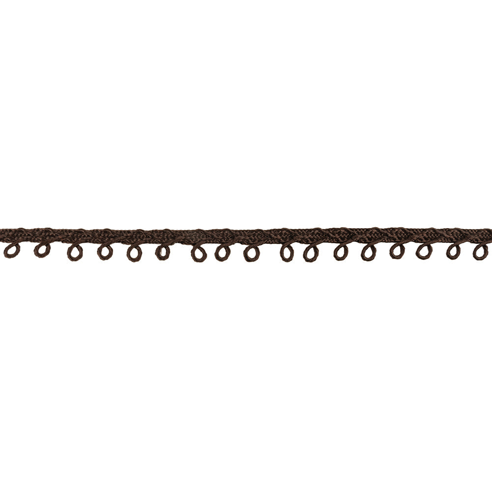 Brown Picot Edged Cotton Blend Braided Trim - 0.1875"