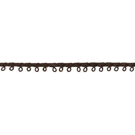 Brown Picot Edged Cotton Blend Braided Trim - 0.1875"