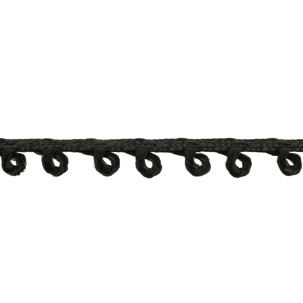 Permanent Black Picot Edged Cotton Blend Braided Trim - 0.1875"
