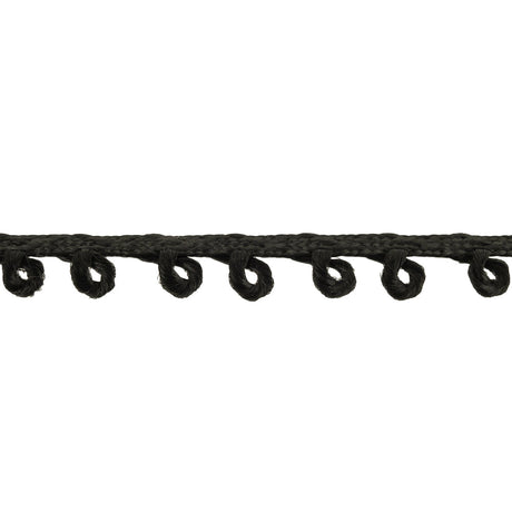 Permanent Black Picot Edged Cotton Blend Braided Trim - 0.1875"