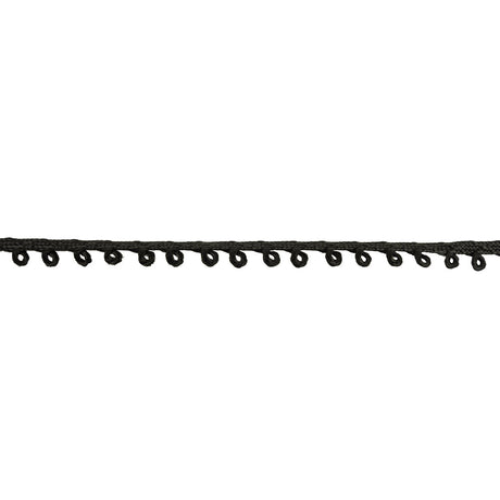 Permanent Black Picot Edged Cotton Blend Braided Trim - 0.1875"